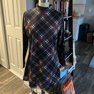 Long sleeve Flannel Print Dress - Perfect for Thanksgiving